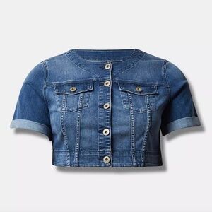 Torrid Women's Denim Crop Bolero Jacket Short Sleeve Blue Jean 2 2X XXL NWT
